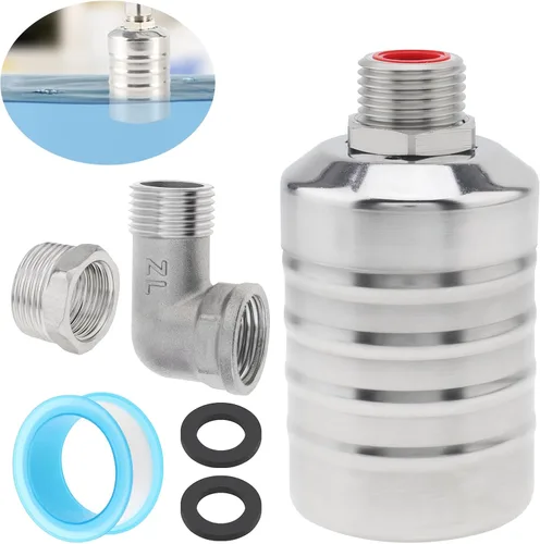 Válvula de flotador, acero inoxidable 304 de 1/2 pulgada a 3/4 pulgadas de llenado automático, válvulas de flotador de agua, control de nivel de