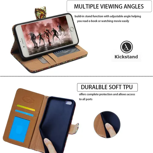 Vista 4 de Bcov Funda para Galaxy S22 Plus, funda de piel con tapa y soporte para tarjeta y soporte para Samsung Galaxy S22 Plus 5G / S22+