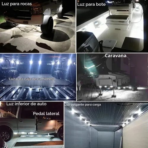 Vista 2 de Kit de luz LED para caja de camión, 48 luces LED blancas, kit de iluminación para caja de trabajo trasera, luces de riel, luz de roca de marcador