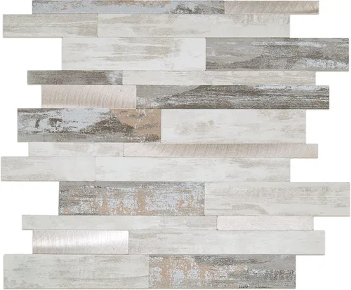 Vista 16 de KASARO - Azulejos de 1 hoja para pelar y pegar para salpicaduras de cocina, mármol beige con rayas doradas antiguas, azulejo autoadhesivo