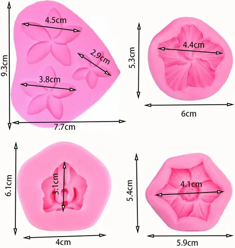 Vista 2 de 4 moldes de silicona Frangipani Plumeria Floral Hibiscus Flower para bricolaje Fondant Candy Making Herramientas Molde de Chocolate Postres Arcilla
