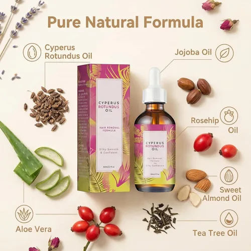 Vista 5 de Cyperus Rotundus Aceite corporal botánico, aceite hidratante ligero para el cuidado de la piel seca, aceite corporal nutritivo de absorción rápida