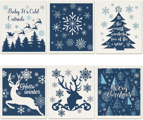 Vista 18 de 6 piezas de paños de cocina suecos reutilizables, toallas de cocina, paños de limpieza de esponja, paños absorbentes de secado rápido, paños