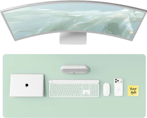 Vista 135 de YSAGi Protector de escritorio de cuero, tapete de oficina, alfombrilla grande para mouse, secante de cuero PU antideslizante, escritorio