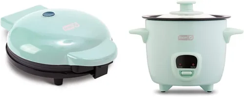 Vista 13 de Dash DMG8100AQ - Plancha eléctrica redonda Express de 8 pulgadas, Aqua & DMW001AQ Mini Maker para gofres individuales, Hash Browns, Chaffles Keto