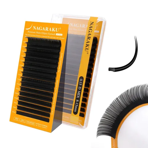 Vista 118 de NAGARAKU Extensiones de pestañas planas elípticas, SÉPTIMA GENERACIÓN SERIE AIRE Láseres de punta doble más ligeras y delgadas, pestañas planas