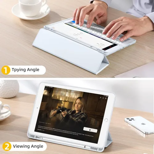 Vista 90 de Akkerds - Funda Compatible con iPad de 10.2 Pulgadas 2021/2020/2019, para iPad de 9ª/8ª/7ª Generación con Soporte para Lápiz, Funda Protectora