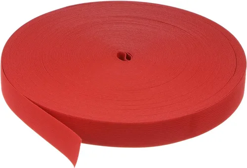 Vista 3 de HARFINGTON Bandas elásticas de costura de 44 yardas, 1 pulgada y 0.984 in de ancho, cordón elástico de punto plano para proyectos de bricolaje, Rojo