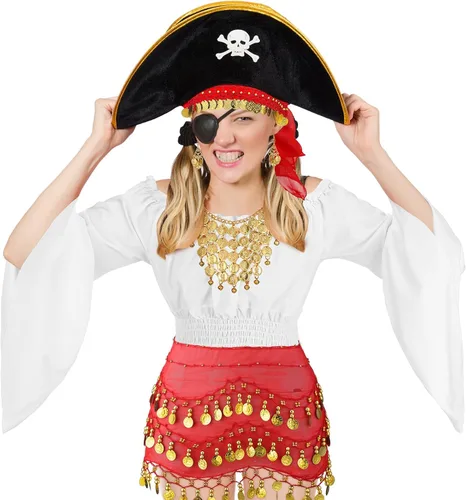 Vista 6 de Eurzom 6 piezas de accesorios de disfraz gitano de Halloween para mujer, disfraz de pirata de bailarina del vientre, disfraz renacentista medieval