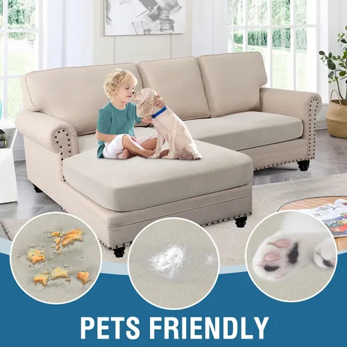 Vista 6 de H.VERSAILTEX Fundas de Cojines de Sofá de Vellón Elásticas Fundas de Sillas para Sala de Estar Sillón Fundas de Sofá Seccional Tela Cómoda
