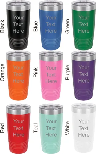 Vista 5 de 20-Ounce Vacuum Insulated Stainless Steel Tumbler Customized Double-Walled Laser Engraved Orange Coffee Mug, Ship Wheel, Personalized