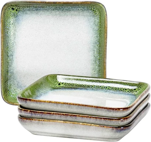 HENXFEN LEAD Platos cuadrados pequeños de cerámica de 6.3 pulgadas, platos de postre, aperitivo y aperitivos, aptos para microondas y lavavajillas,