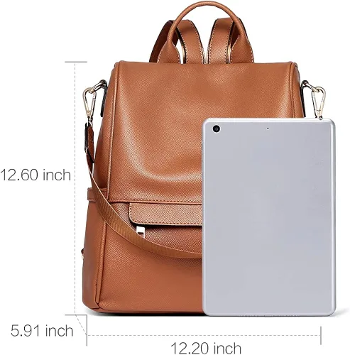 Vista 3 de CLUCI - Bolso de hombro tipo mochila de cuero para mujer, diseño grande y a la moda, para viajes