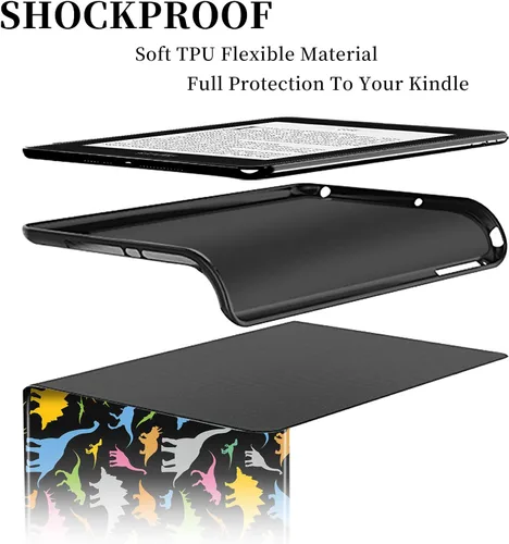 Vista 6 de Funda para Kindle Paperwhite de 11.ª generación de 6.8 pulgadas, funda de piel sintética duradera con funda de encendido y apagado automático