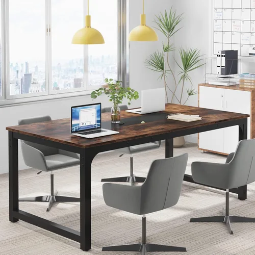 Vista 7 de Tribesigns - Escritorio moderno para computadora, 70.8 x 35.4 pulgadas, escritorio ejecutivo grande de oficina, mesa de estudio, estación de trabajo