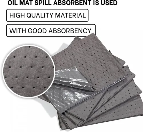 Vista 2 de ATERET Esterilla de aceite I Almohadilla absorbente universal de peso medio I 15" x 18" I 100 almohadillas absorbentes universales I Gris
