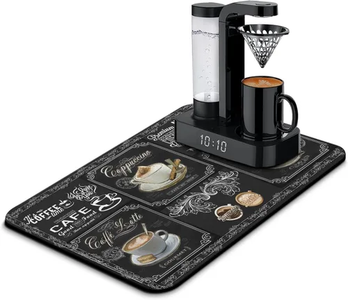 Vista 52 de Tapete de barra de café para encimeras 19inx12in, absorbente para ocultar las manchas, antideslizante, accesorios para bar de cafetería, cabe debajo