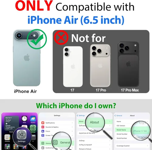 Vista 2 de SPORTLINK Funda para iPhone Air, IP68, impermeable, protección militar, cuerpo completo, resistente, a prueba de golpes, sellado 360, a prueba