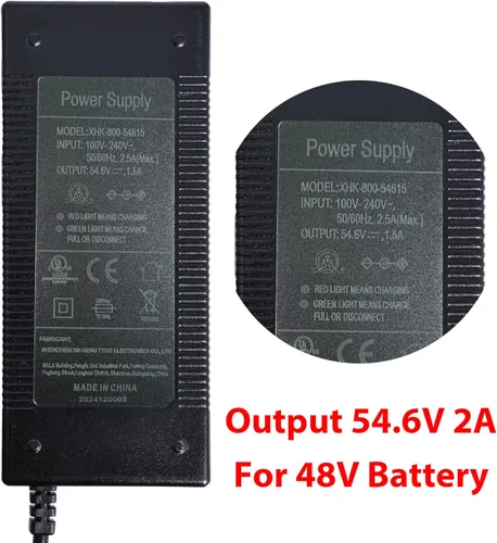 Vista 7 de EVAPLUS Cargador rápido certificado UL de 54.6 V con enchufe XLR - Cargador de batería de litio 13S 48V para bicicletas eléctricas, scooters