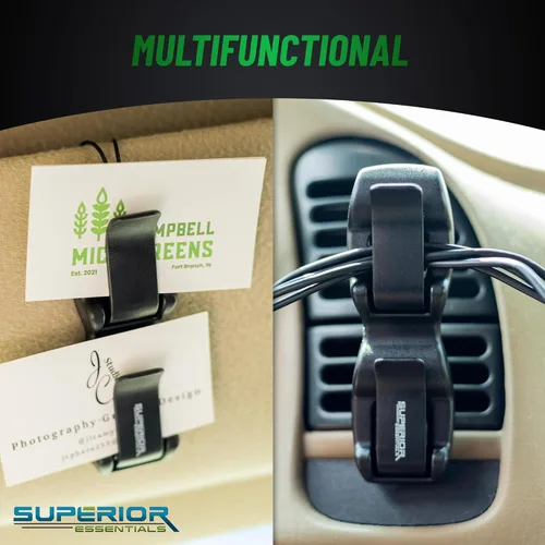 Vista 6 de Soporte para lentes de sol para visera de automóvil, soporte para gafas de sol y clips para tarjetas de boletos, accesorios para visera