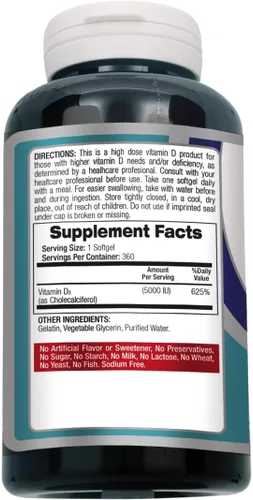 Vista 9 de FITO MEDIC'S Laboratorio - Vitamina d - 5000 UI de - Vitamina d3-360 cápsulas blandas - Vitamina d3 5000 iu - para hueso, dientes, músculo e