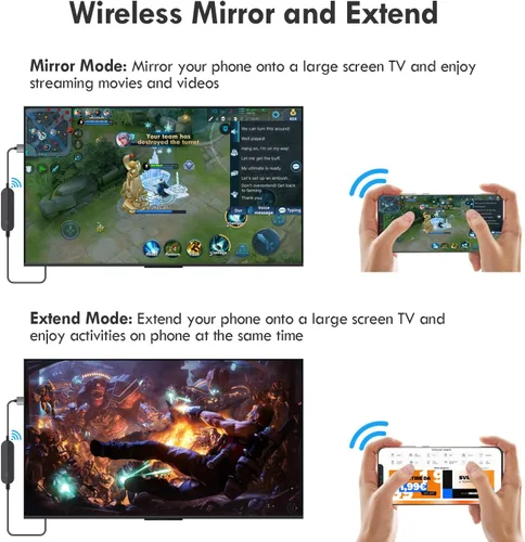 Vista 5 de Adaptador de pantalla HDMI inalámbrico 4K 1080P, transmisión WiFi de películas y programas, receptor para iPhone, iPad, Android, tableta, laptop