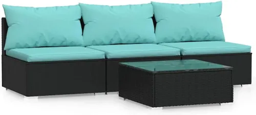 Vista 24 de 3 Seat Patio Sofa with Cushions Brown Poly Rattan Brown and Cinnamon Red