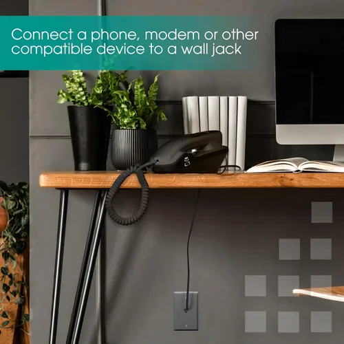 Vista 3 de Power Gear Cable de línea telefónica, 15 pies, cable telefónico, extremos modulares, funciona para teléfono, módem o máquina de fax