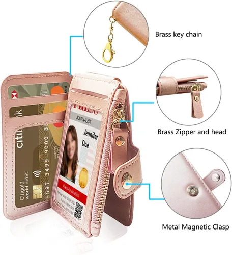 Vista 4 de M-Plateau Billetera, para mujer de cuero llavero cartera con cremallera bolsillo de moneda de identificación ventana correa de muñeca caja