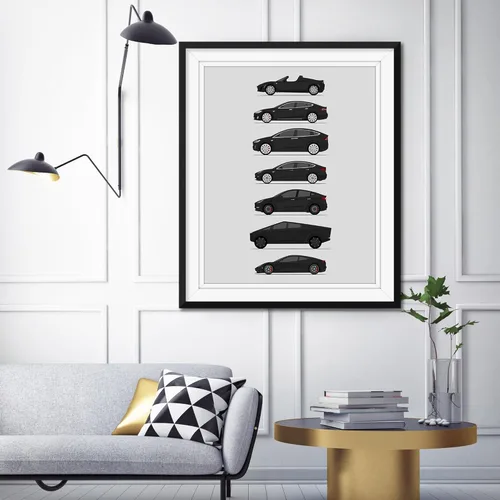 Vista 74 de Custom Car Posters Póster hecho a mano compatible con Tesla Generations e impresión de Roadster, Model S, Model X, Model 3, Model Y, Cyber Truck