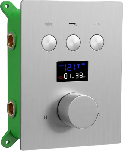 Vista 9 de AYIVG Válvula mezcladora termostática de oro cepillado, pantalla de temperatura, función de 3 vías, válvula desviadora de ducha, grifo de latón, kit