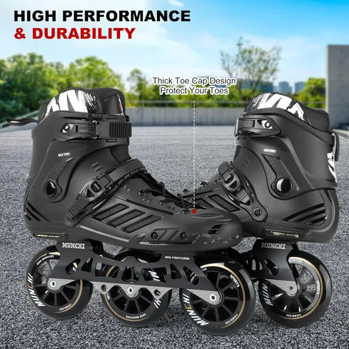 Vista 5 de Patines de velocidad en línea de 3 ruedas para Unisex,4.331 in Patines de ruedas Cuchillas