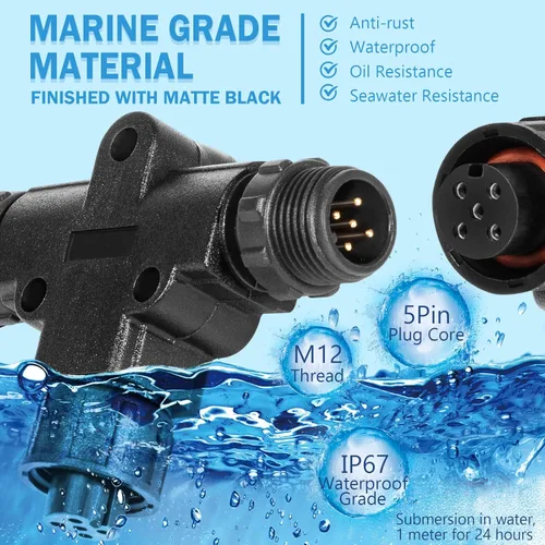 Vista 3 de NMEA 2000 (N2k) (Tee) - Conector en T Accesorios para barcos Garmin Lowrance Simrad B&G Navico Networks, IP67 impermeable, conexión estable