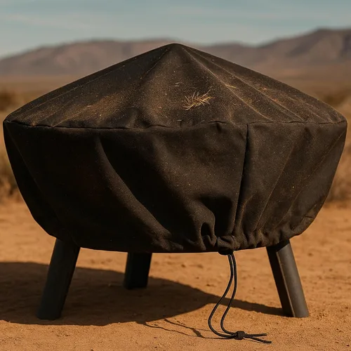 Vista 7 de Sunnydaze - Cubierta redonda para hoguera de 30 pulgadas, cubierta para hogueras al aire libre, PVC resistente a la intemperie con cierre de cordón