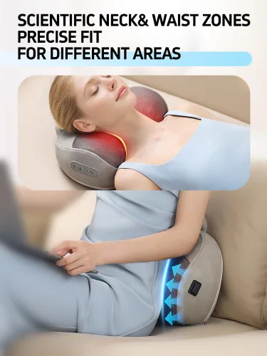 Vista 4 de Cordless Back and Neck Massager with Heat, Rechargeable 20-Node 3D Shiatsu Pillow for Deep Tissue Pain and Shoulder Relief, Portable for Home Office