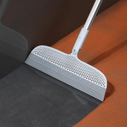 Vista 2 de Escoba multifunción para depilación de mascotas, escoba de silicona estilo mágico para limpieza de pisos, mango largo de 51.77 pulgadas