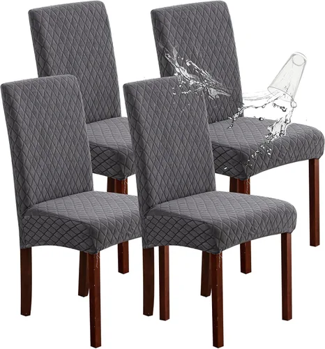 Vista 59 de Genina Juego de 4 fundas 100 % impermeables para sillas de comedor grandes, fundas protectoras elásticas para sillas Parson para el hogar