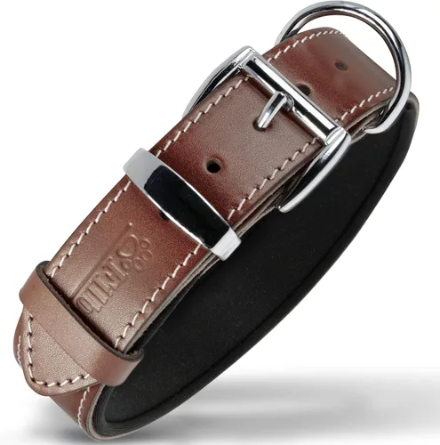 Vista 35 de Filbert Collar de cuero para perro, collar de cuero genuino para perros pequeños, estampado de patas en relieve con hebilla, grano completo curtido