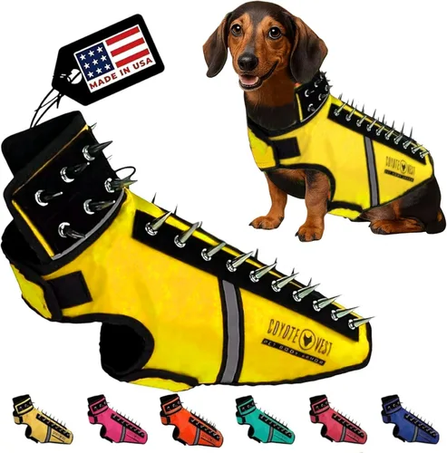 Vista 26 de CoyoteVest SpikeVest - Chaleco de arnés para perro, accesorios reflectantes para perros con picos para proteger a tu mascota de ataques de Raptor