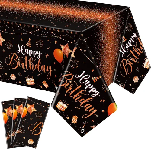 Vista 11 de Tudomro 1 mantel rectangular de plástico para decoración de fiesta de cumpleaños, para mujeres y hombres, suministros de fiesta de baby shower, 108