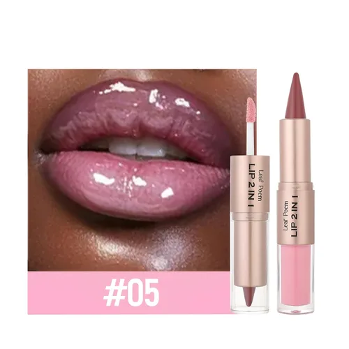 Vista 66 de BAISEN DIARY 2 en 1 doble punta mate delineador de labios y brillo de labios, lápiz combinado de labios marrón nude degradado, delineador de labios