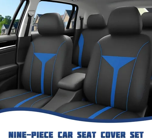 Vista 5 de Juego completo de fundas de asiento de automóvil, transpirable, lavable, funda de asiento delantero y trasero con cremallera para perros y niños