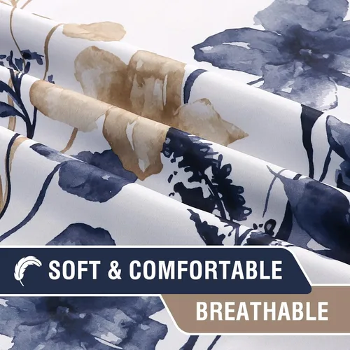 Vista 8 de H.VERSAILTEX Cortinas 100% Opacas de 45 Pulgadas de Largo, Juego de 2 Paneles, Cortinajes con Estampado Floral Cattleya, Cortinas Térmicas Florales