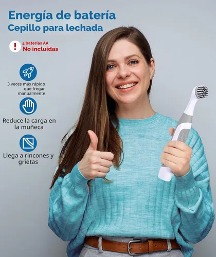 Vista 2 de kHelfer Cepillo de Limpieza Eléctrico con Energía de Batería, KH6A Pequeño Cepillo Eléctrico para Lechada y 5 Cepillos de Repuesto, Ligero Gris