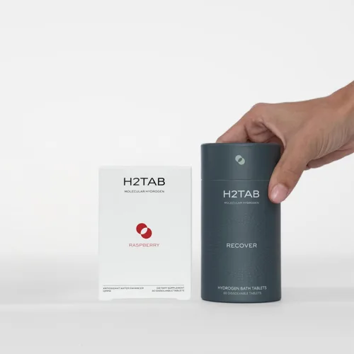 Paquete de bienestar – H2TAB Tabletas de hidrógeno molecular (frambuesa) con magnesio e hidrógeno tabletas de baño – Soporte antioxidante por dentro