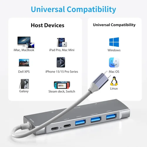 Vista 2 de Adaptador USB C HUB para iPad Pro 9 en 1 iPad Pro M4 M2 M1 13 12.9 11 pulgadas iPad Air 5 4 estación de acoplamiento con 4K HDMI, USB-C PD, lector
