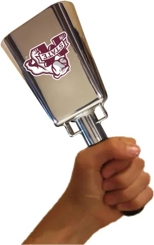 Vista 2 de Cencerro cromado de Mississippi State de 10.0 in con logotipo de bulldog intimidante impreso