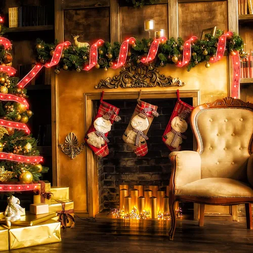 Vista 8 de HOUNE Decoraciones de Navidad 2.5 pulgadas x 66 pies, 200 luces LED para árbol de Navidad con 8 modos de iluminación, funciona con pilas y funciona