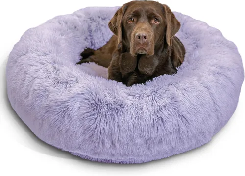 Best Friends by Sheri - The Original Calming Donut - Cama calmante en forma de dona para perros y gatos - Pelo largo, lavanda, L, 36 x 36 pulgadas