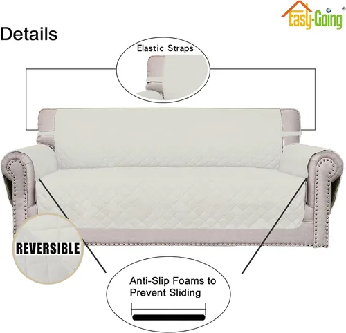 Vista 621 de Easy-Going - Funda reversible para sofá reclinable, resistente al agua, protector de muebles con correas elásticas, para mascotas y niños